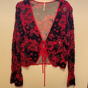 Free People front tie floral top.